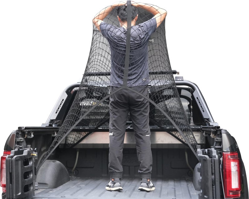 SENYAZON Highly Elastic Cargo Net  Simple Truck Bed Cargo Mesh Organizer  Suitable for Daily Light Loads of Trucks  4'x4' Stretches to 7'x7' (Single Layer) - Image 1